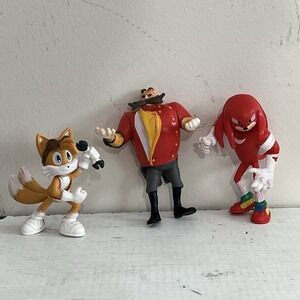 Sega Sonic the Hedgehog Dr. Eggman, Tails & Knuckles 4" Figures Lot Of 3